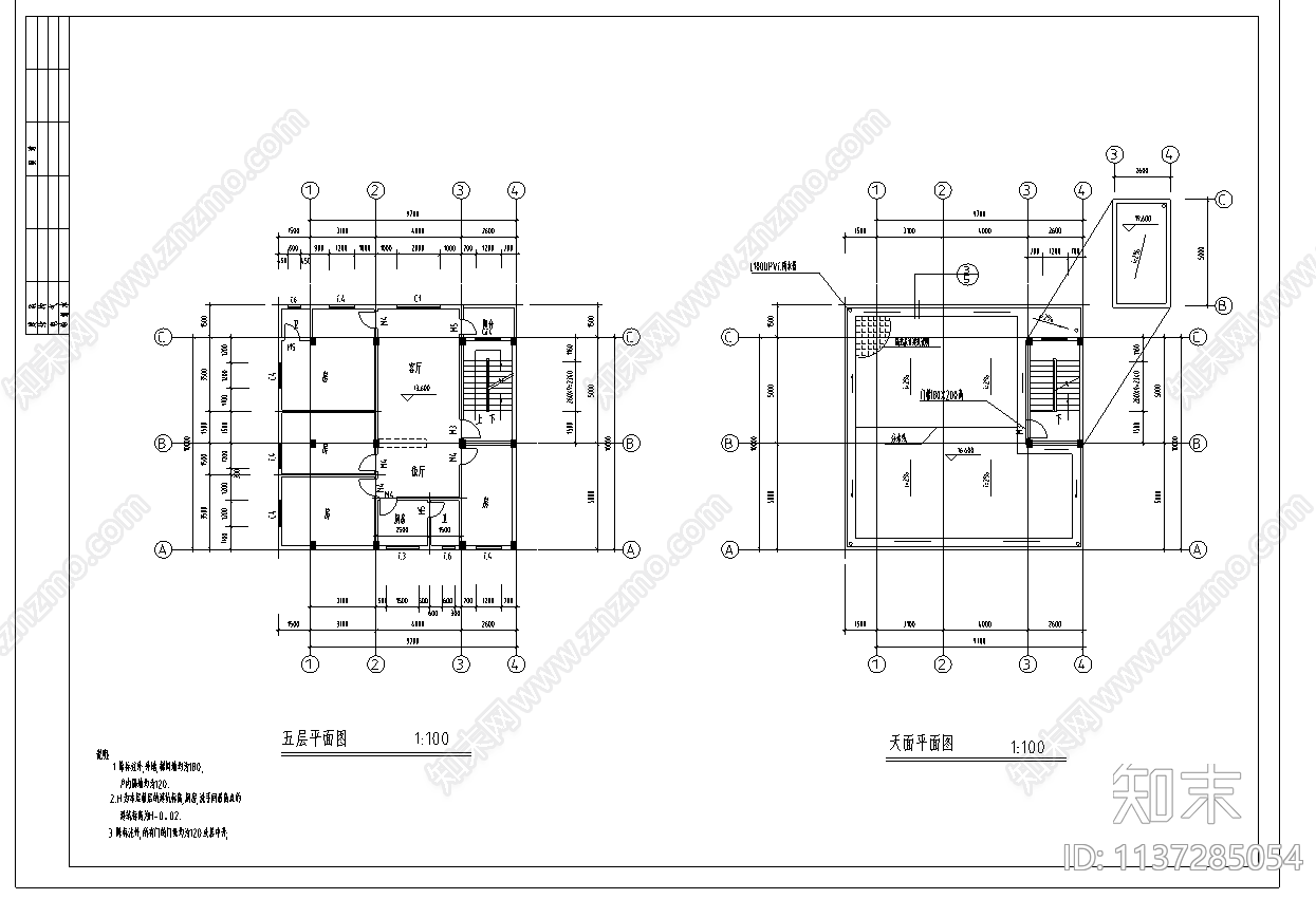 私人住宅楼建筑cad施工图下载【ID:1137285054】