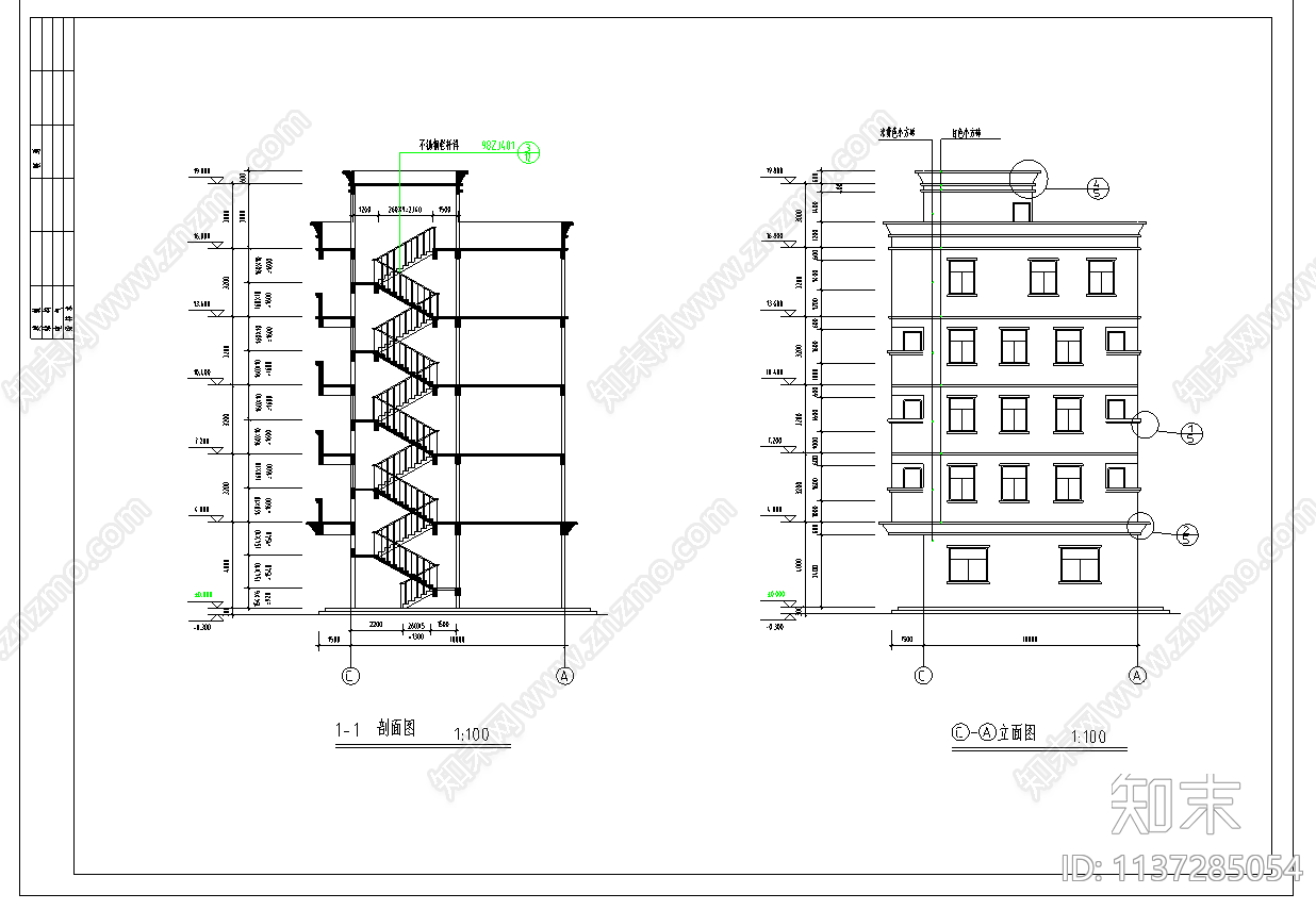 私人住宅楼建筑cad施工图下载【ID:1137285054】