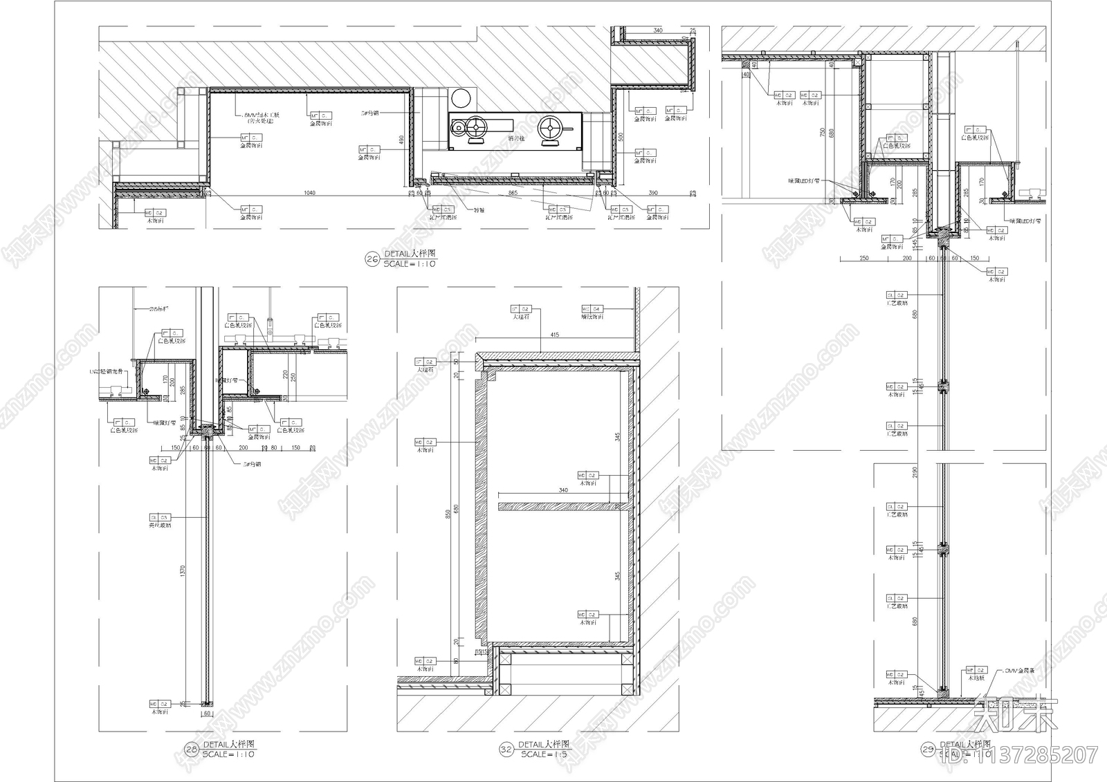 中式大门及柜体节点cad施工图下载【ID:1137285207】