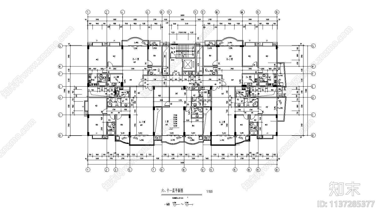 小高层商住楼cad施工图下载【ID:1137285377】