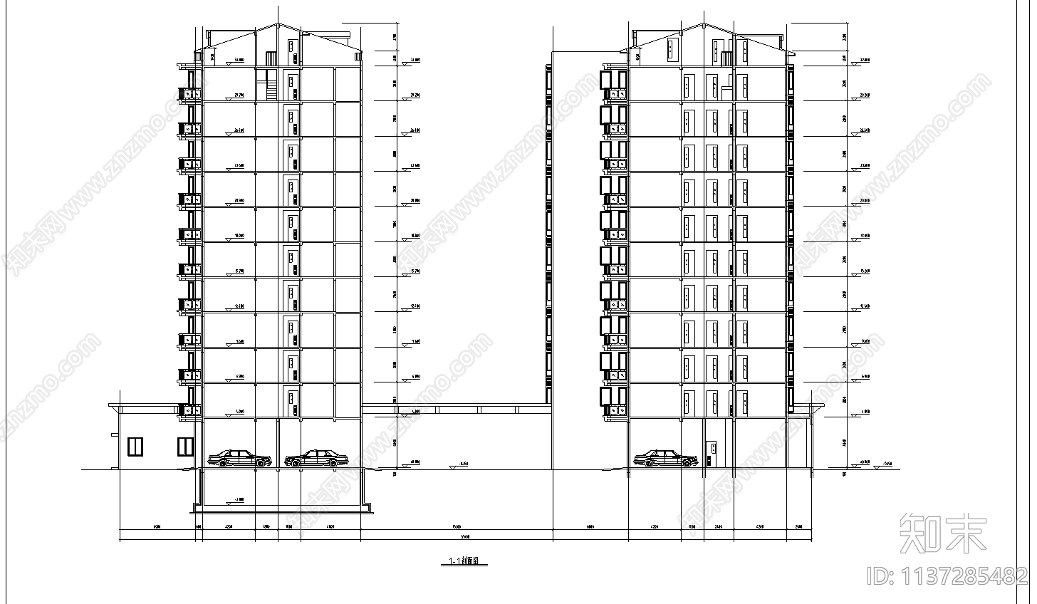 小高层住宅建筑cad施工图下载【ID:1137285482】