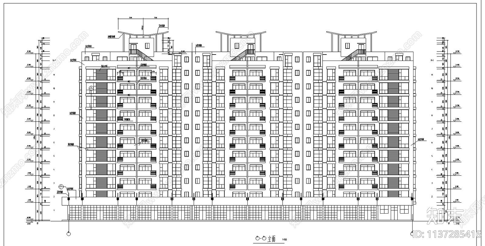 小高层住宅建施cad施工图下载【ID:1137285416】