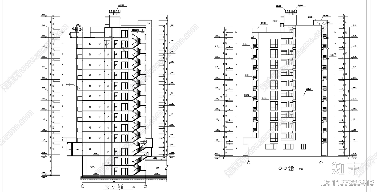 小高层住宅建施cad施工图下载【ID:1137285416】