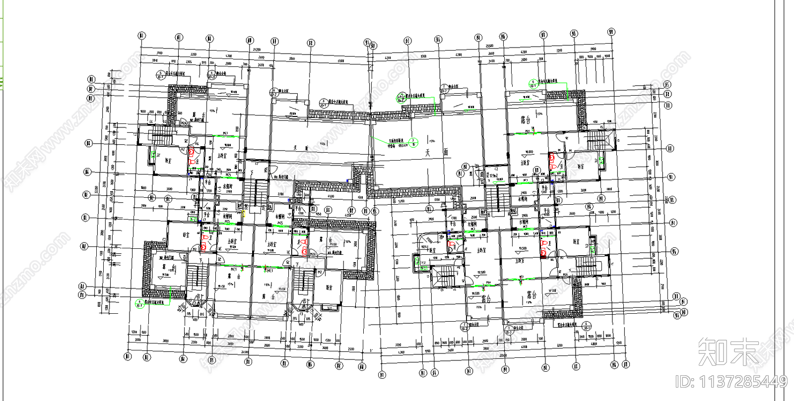 小康住宅建筑cad施工图下载【ID:1137285449】