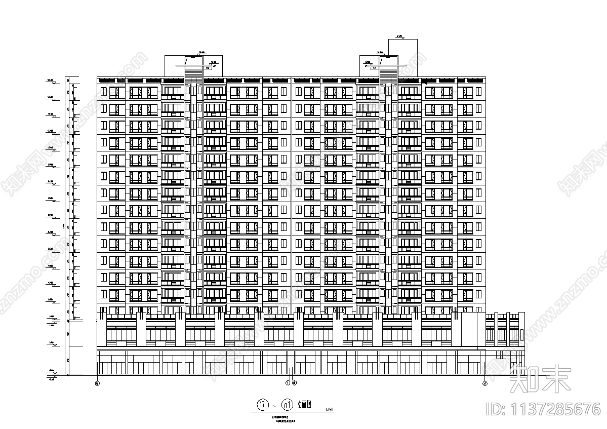 某高层住宅cad施工图下载【ID:1137285676】