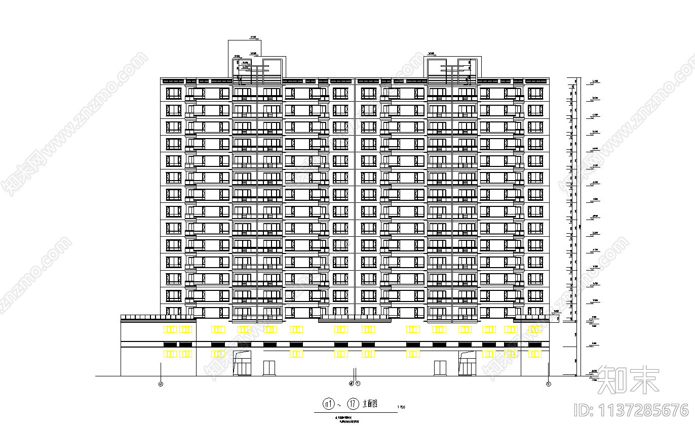某高层住宅cad施工图下载【ID:1137285676】