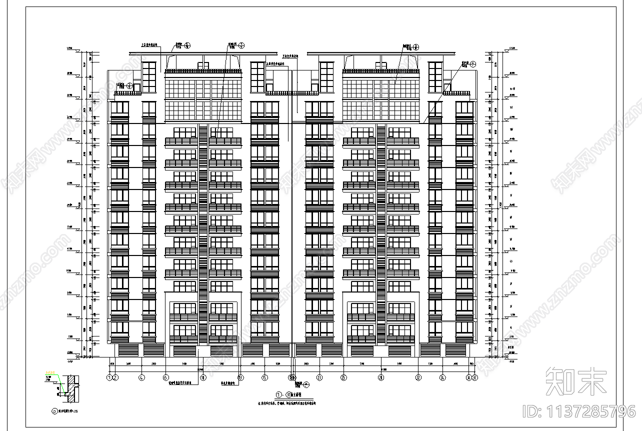 某高层住宅楼cad施工图下载【ID:1137285796】