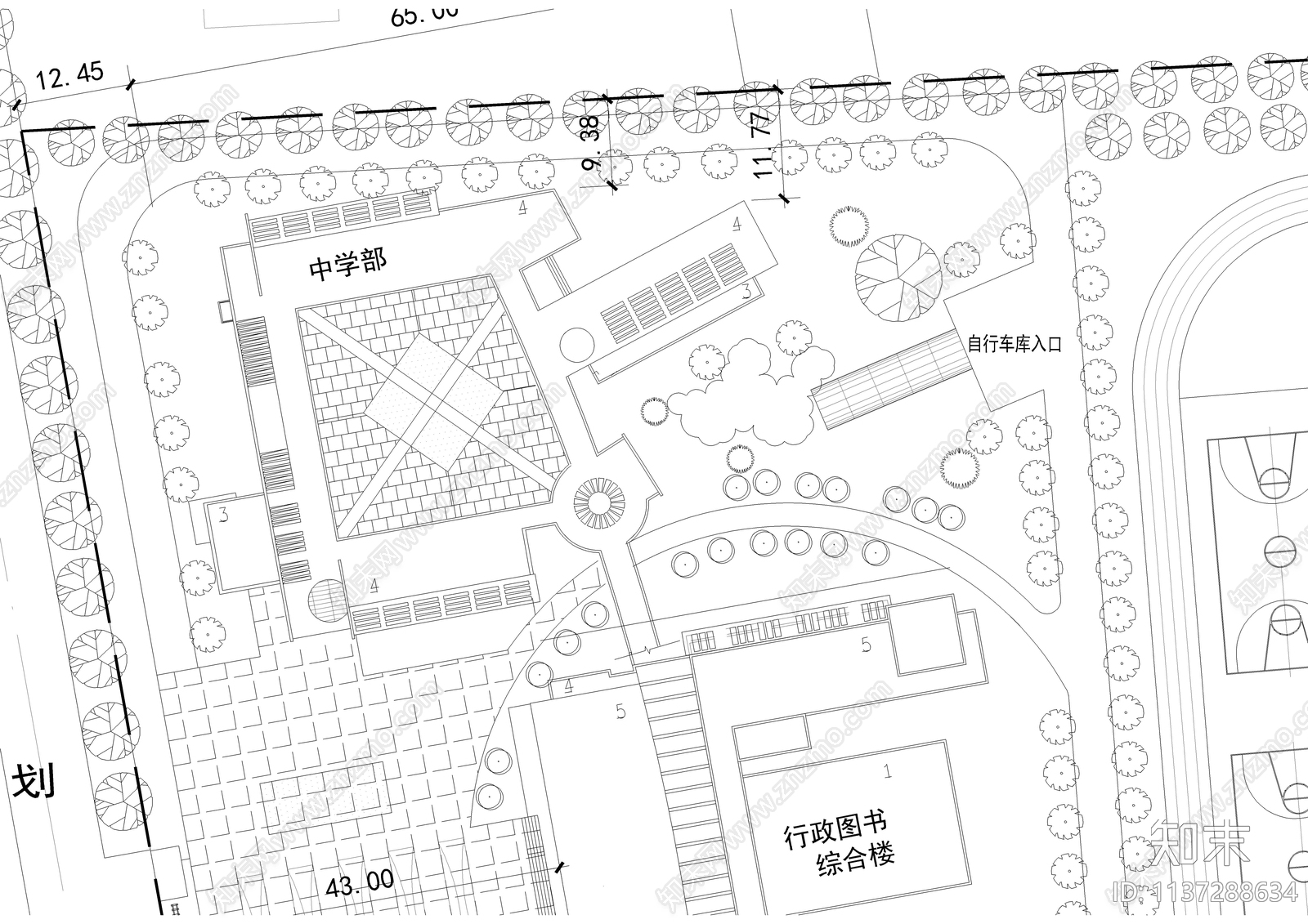 中小学学校规划总平面图施工图下载【ID:1137288634】