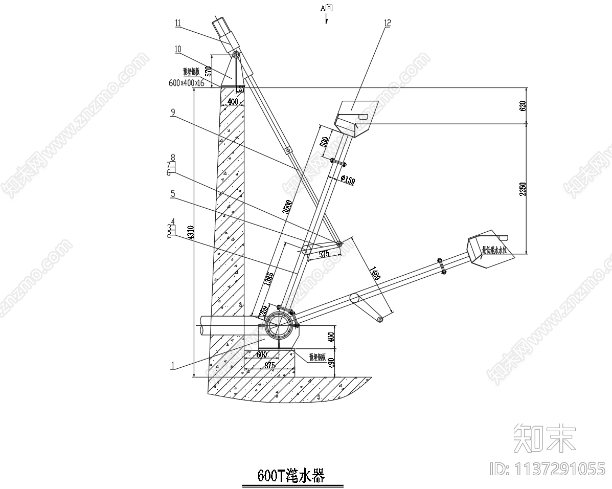 600吨滗水器装配图cad施工图下载【ID:1137291055】