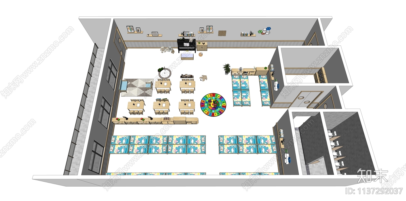 现代幼儿园内部SU模型下载【ID:1137292037】