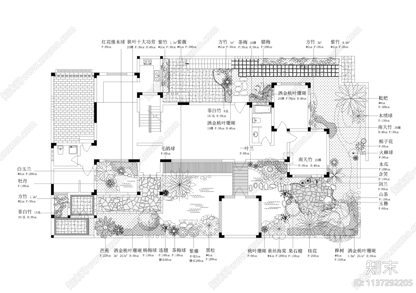 现代中式内庭院设计施工图下载【ID:1137292205】