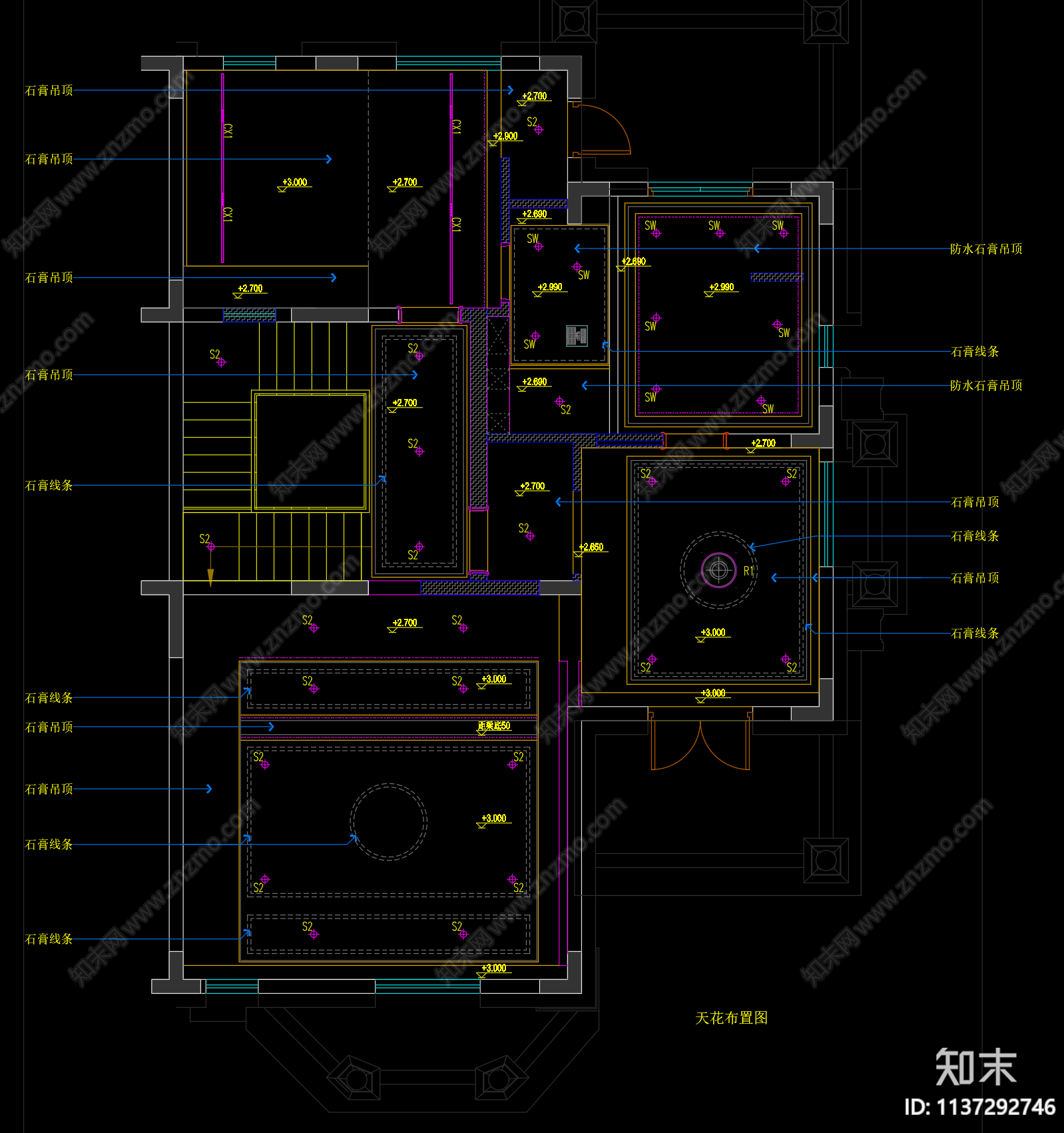 法式别墅室内效果图施工图下载【ID:1137292746】