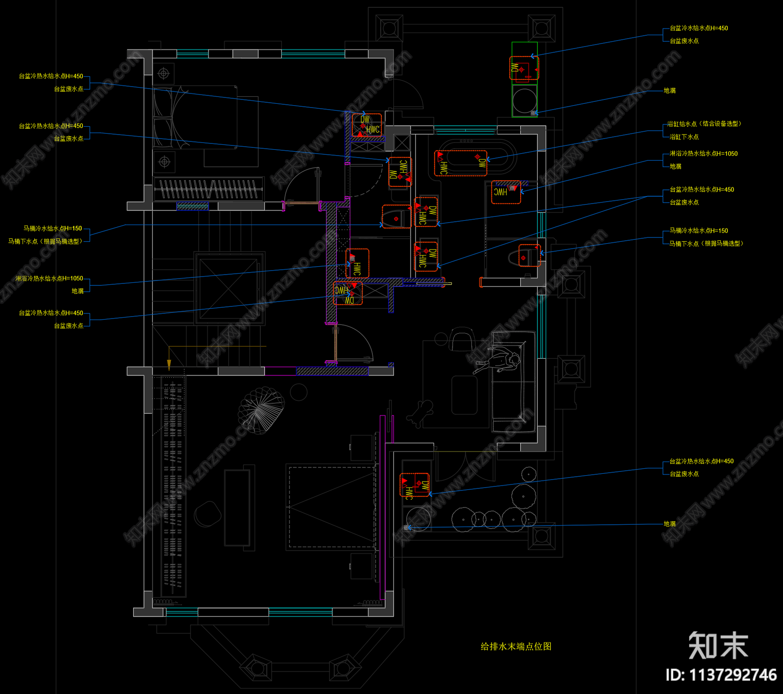 法式别墅室内效果图施工图下载【ID:1137292746】