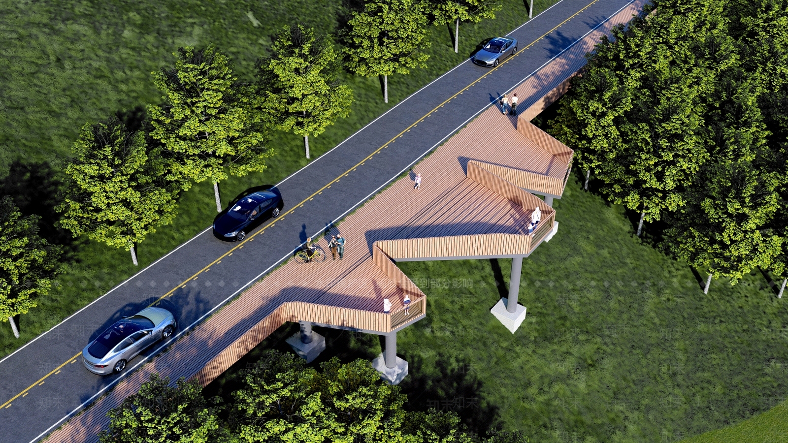 现代森林公园观景平台SU模型下载【ID:1137293849】