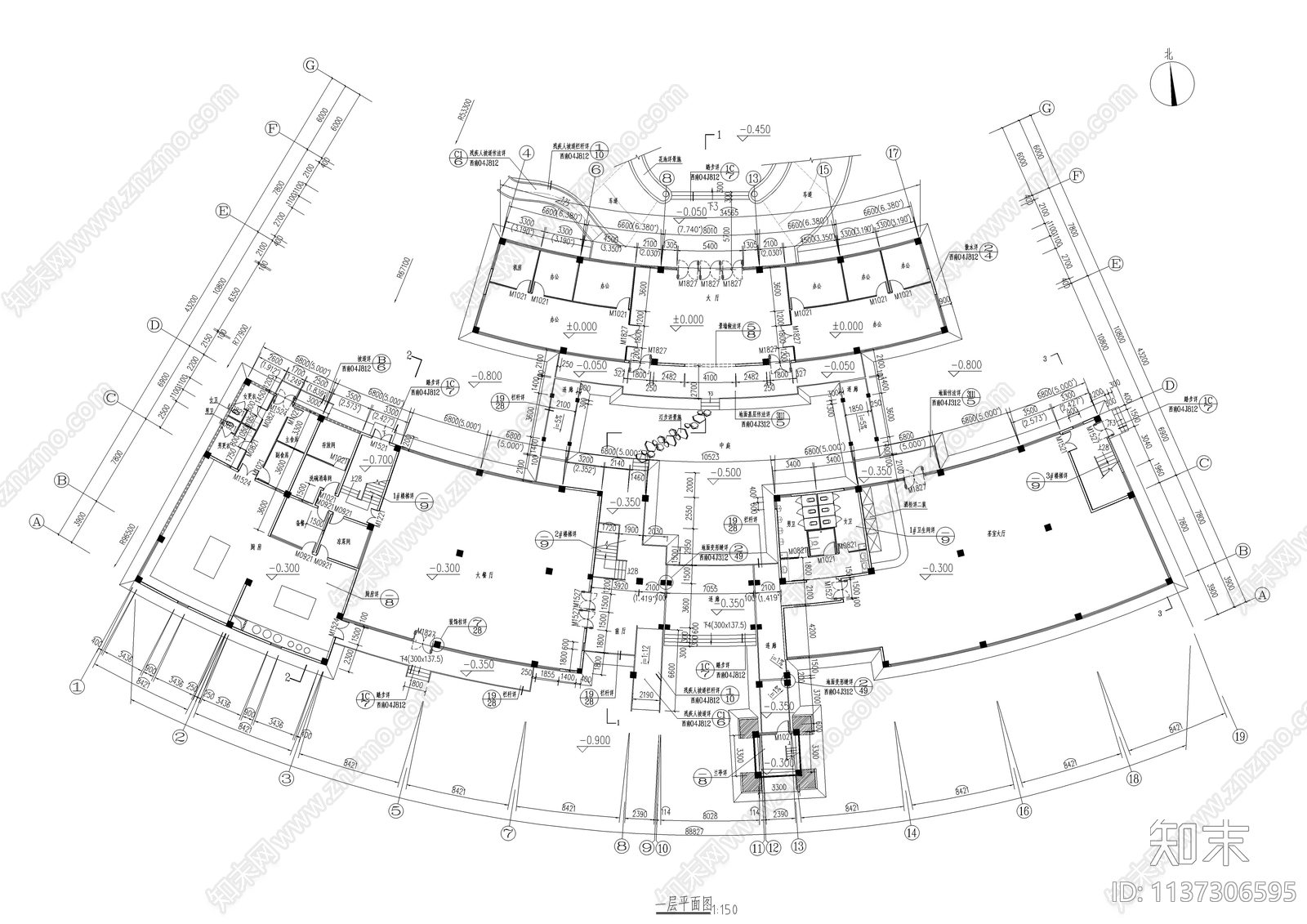 新中式高档会所全套建筑cad施工图下载【ID:1137306595】