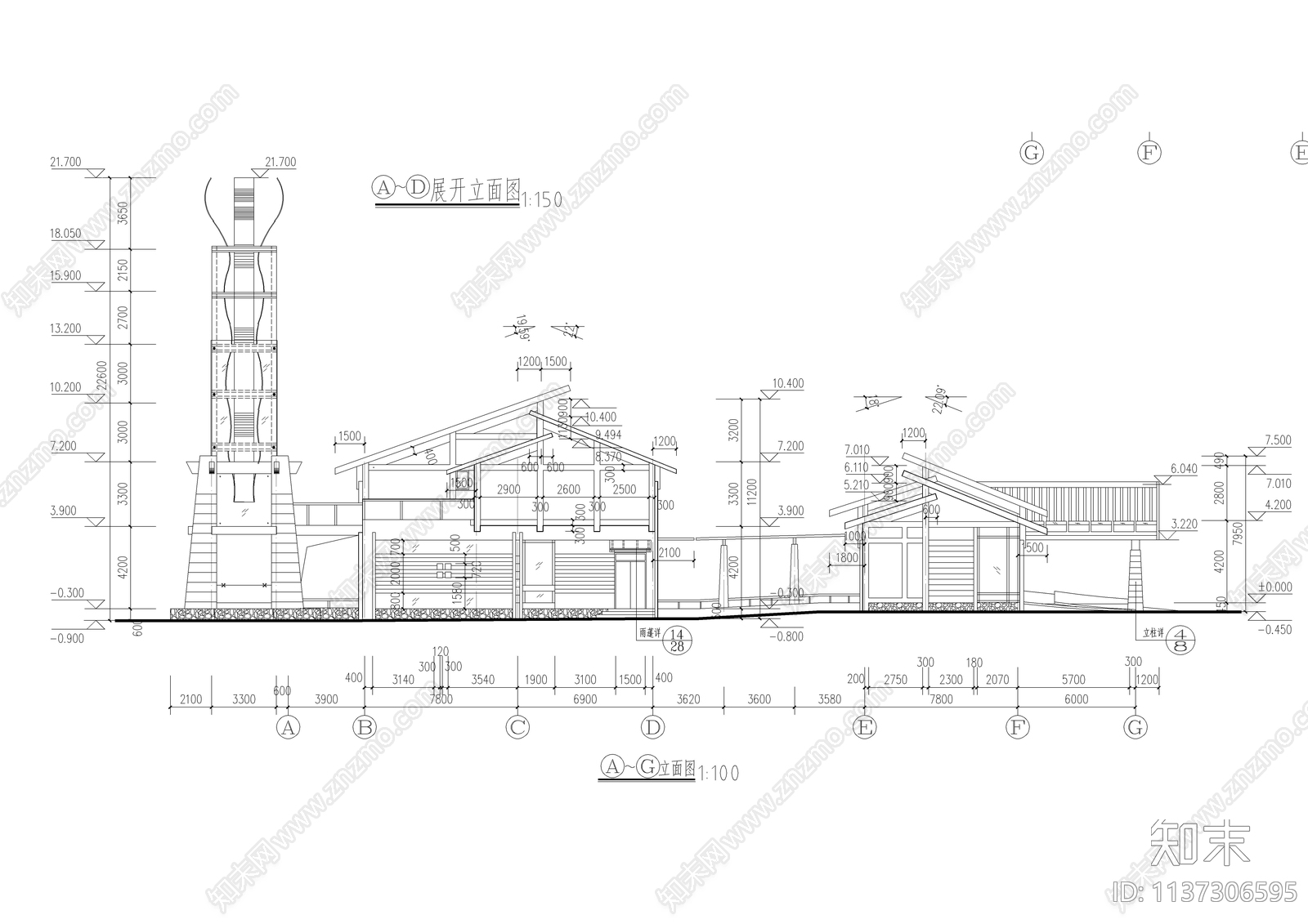 新中式高档会所全套建筑cad施工图下载【ID:1137306595】