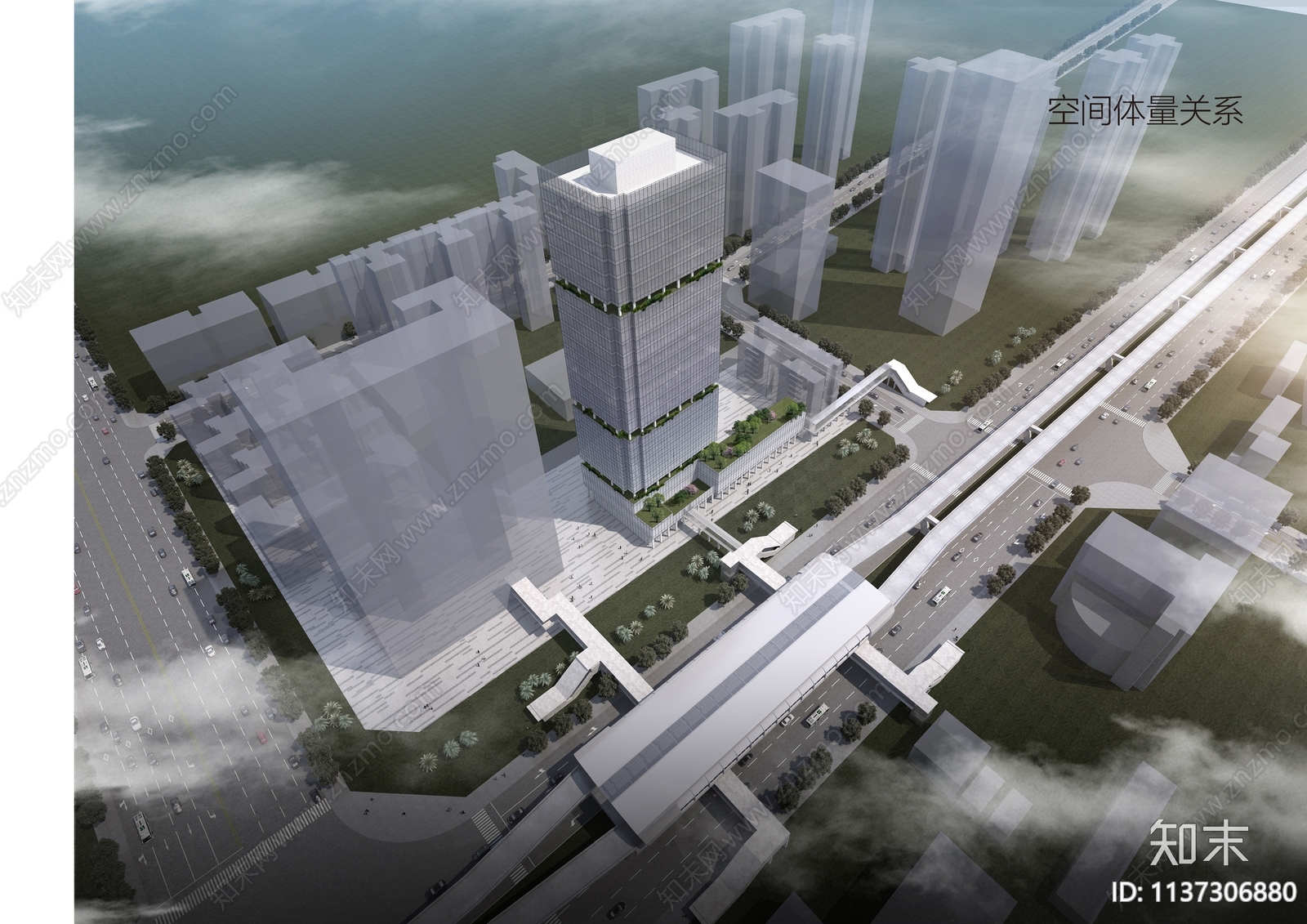 高层现代公寓办公建筑效果图施工图下载【ID:1137306880】