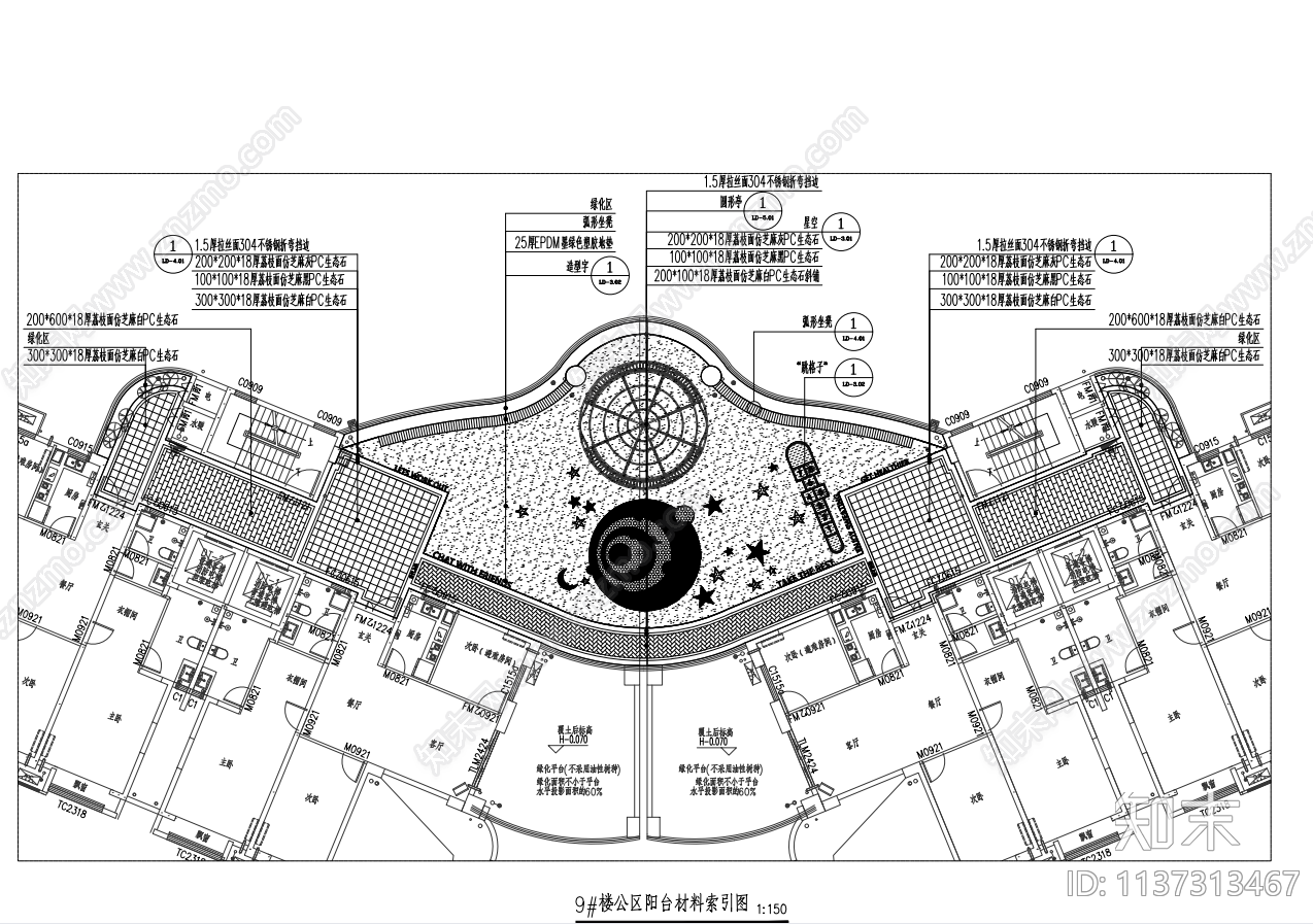 建筑阳台效果图cad施工图下载【ID:1137313467】