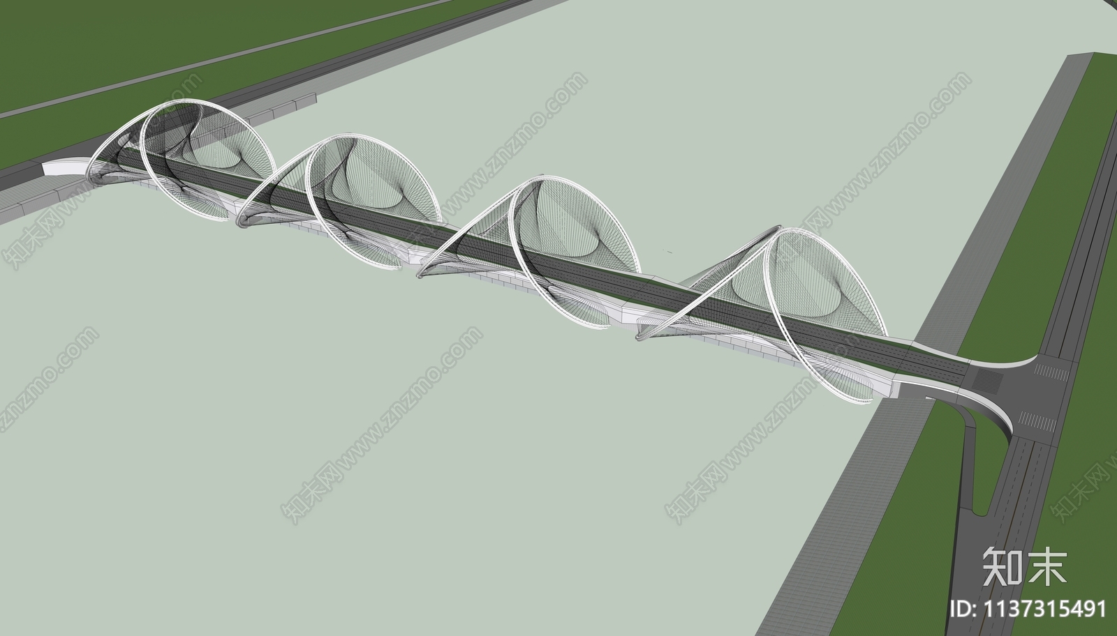 现代大桥SU模型下载【ID:1137315491】