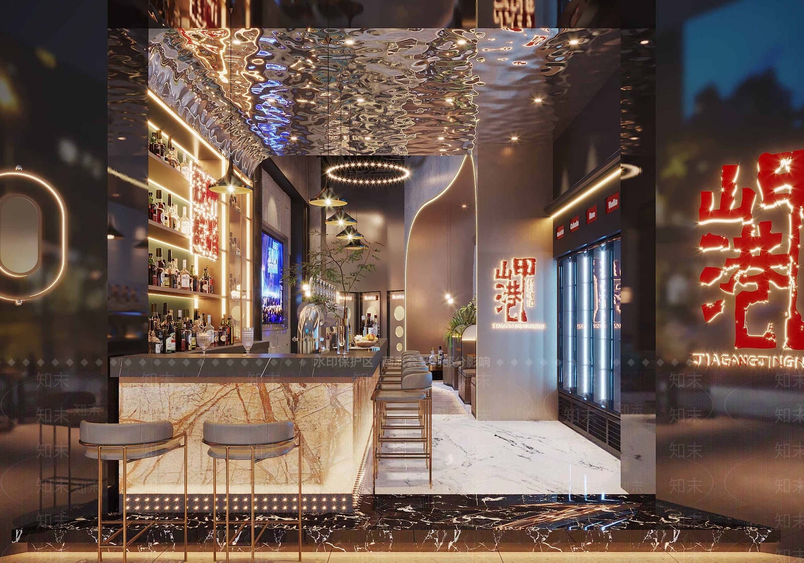 Cheerful现代酒吧SU模型下载【ID:1137316651】