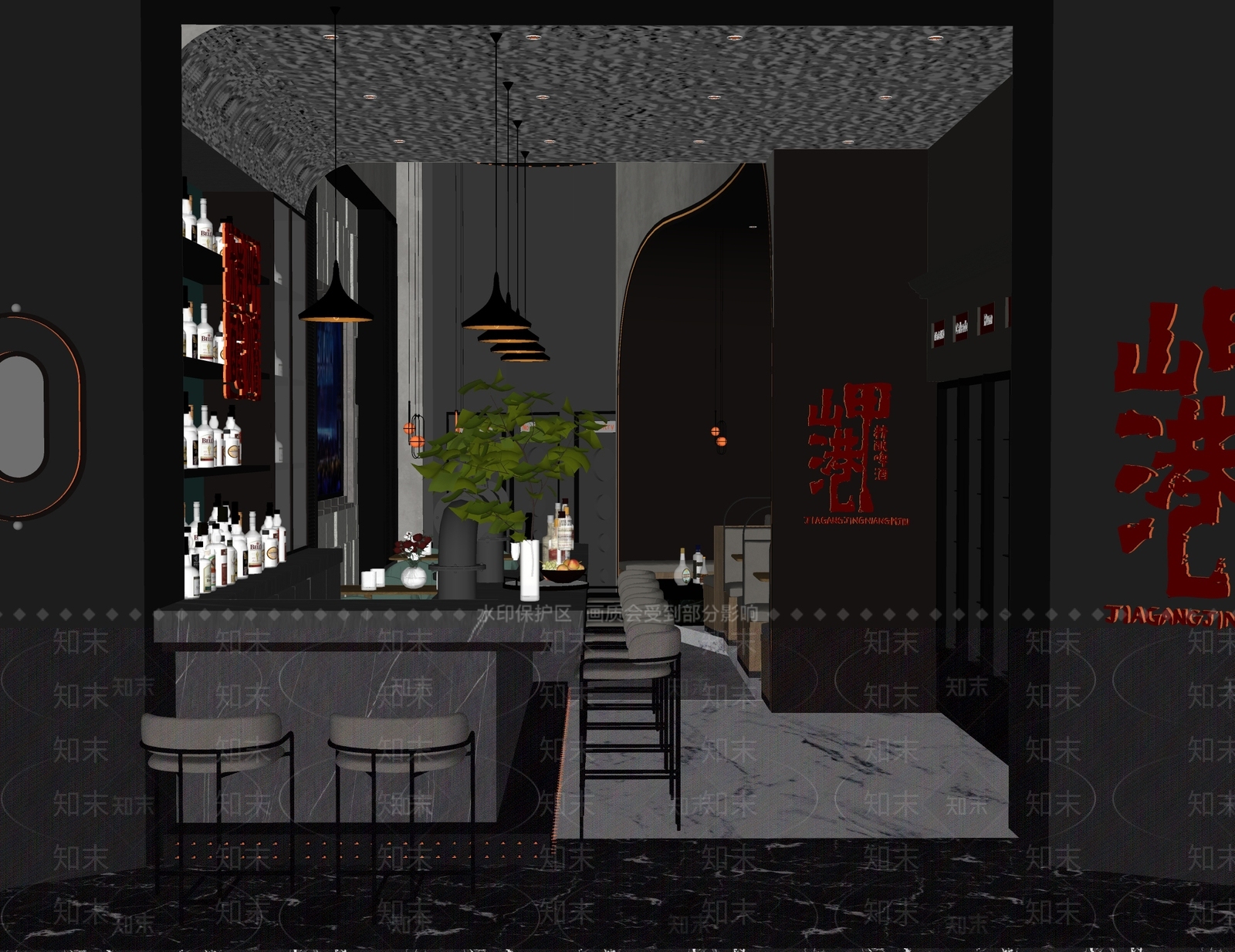 Cheerful现代酒吧SU模型下载【ID:1137316651】