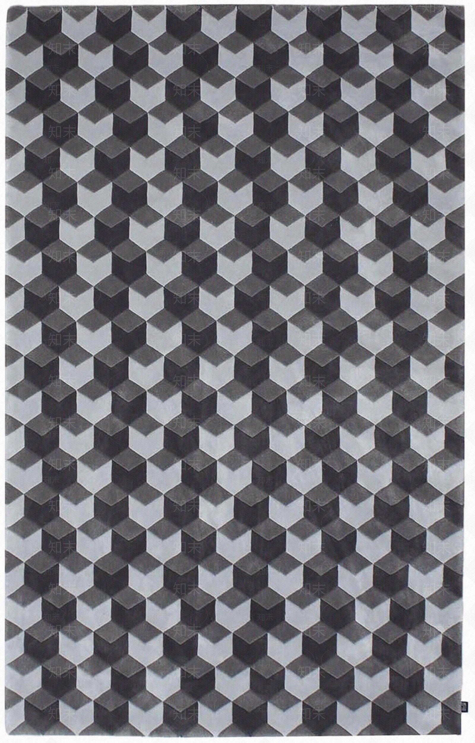 现代灰色系几何格子图案地毯贴图贴图下载【ID:1137358113】