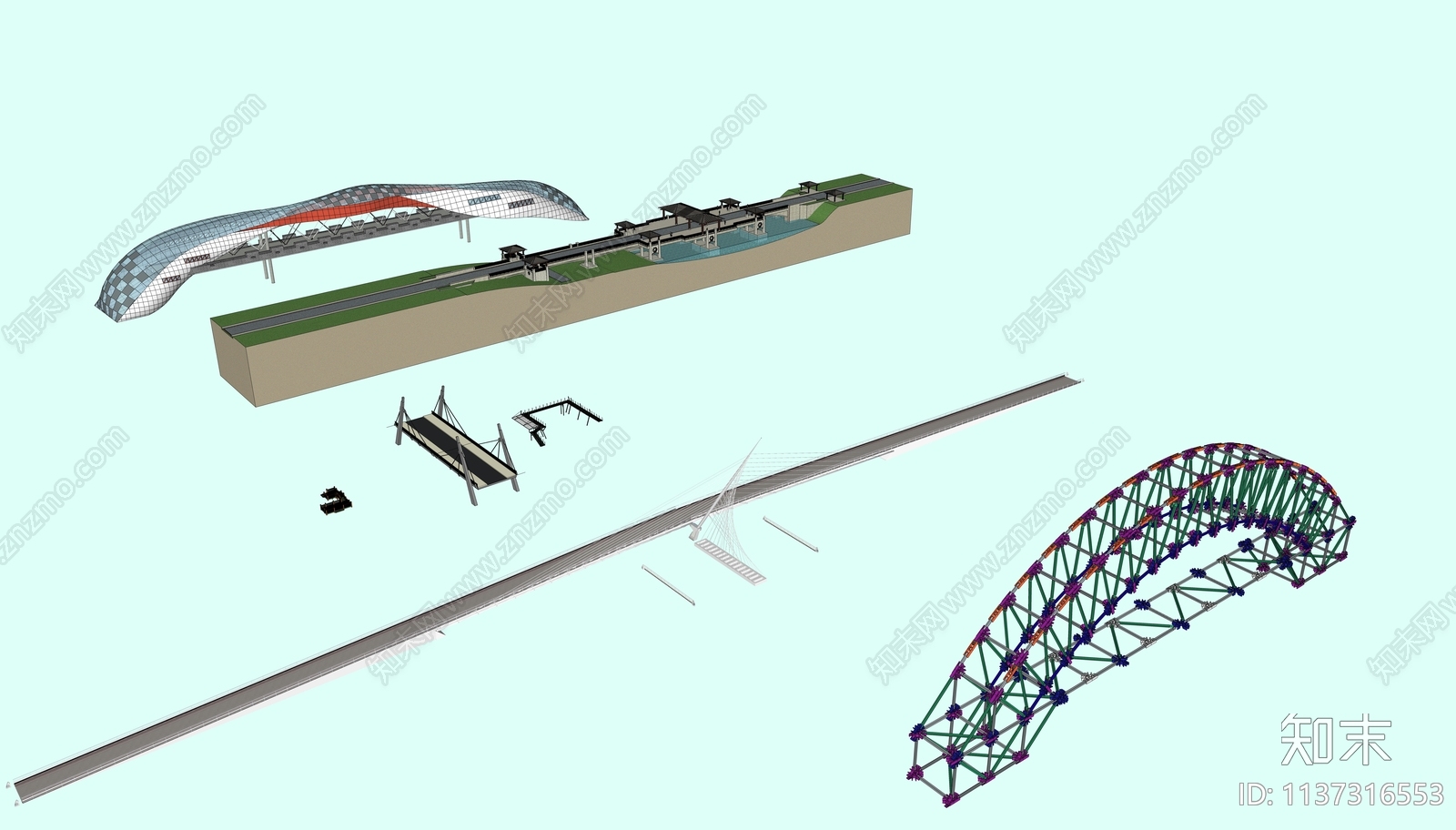 现代大桥SU模型下载【ID:1137316553】