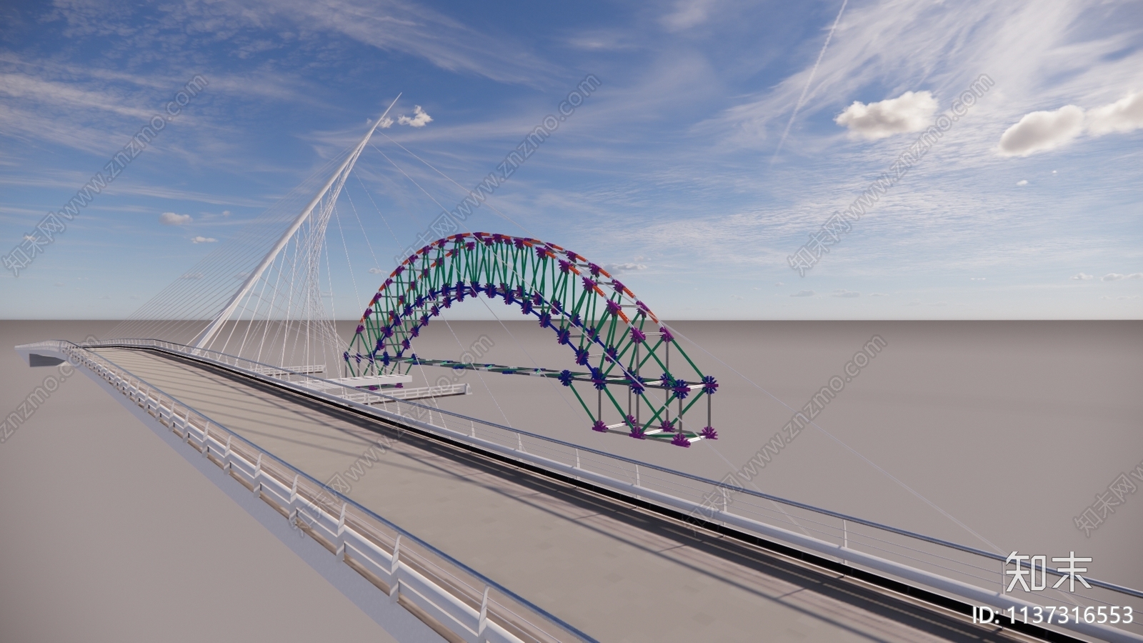 现代大桥SU模型下载【ID:1137316553】