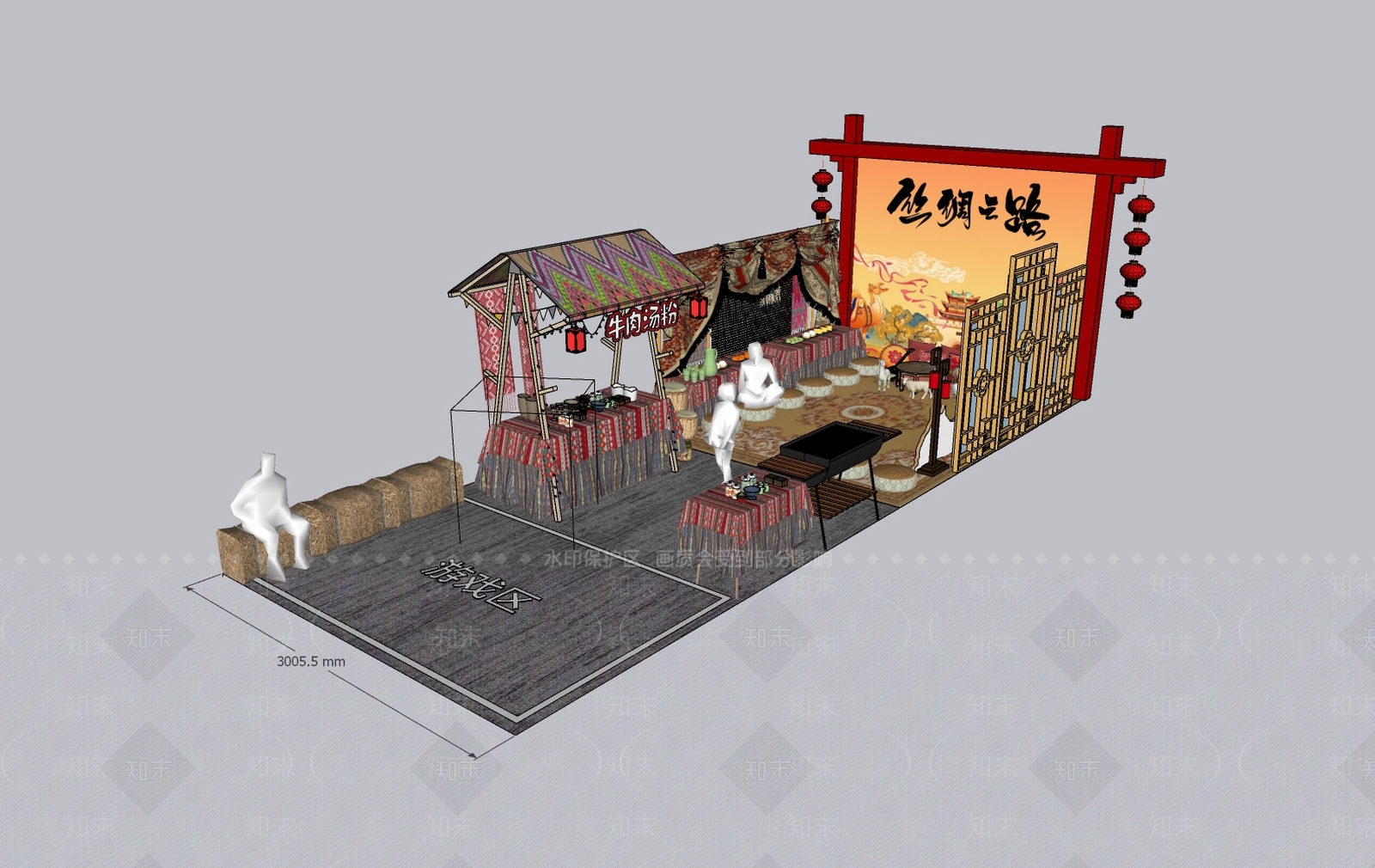 中式摊位SU模型下载【ID:1137317775】