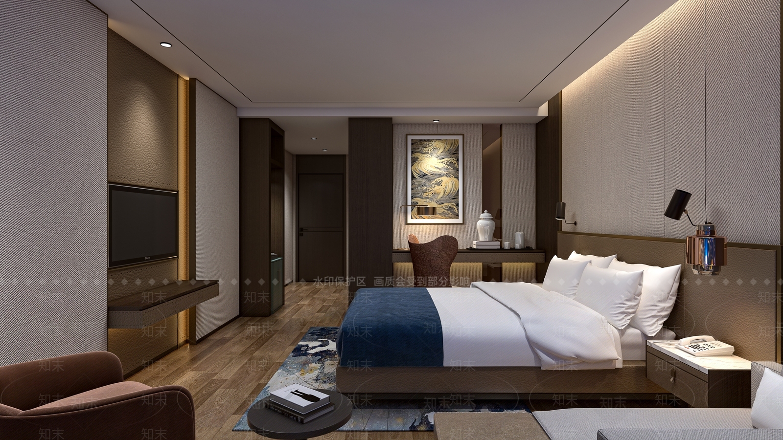 现代酒店客房3D模型下载【ID:1137318038】_知末3d模型网