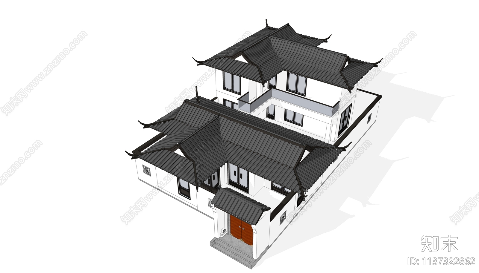 中式四合院SU模型下载【ID:1137322862】