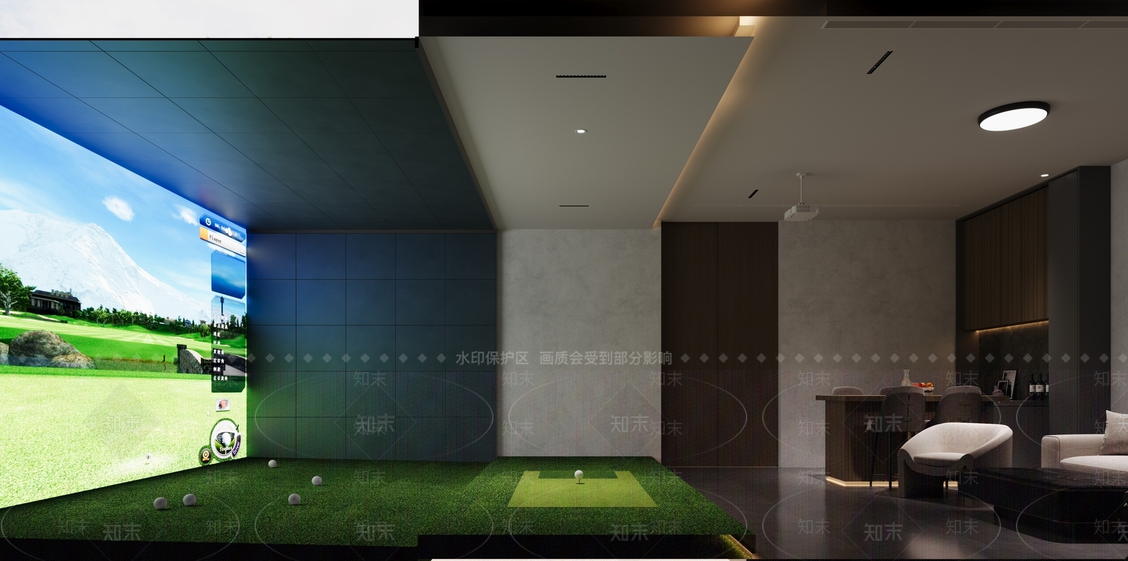 现代室内高尔夫娱乐室3D模型下载【ID:1137323378】