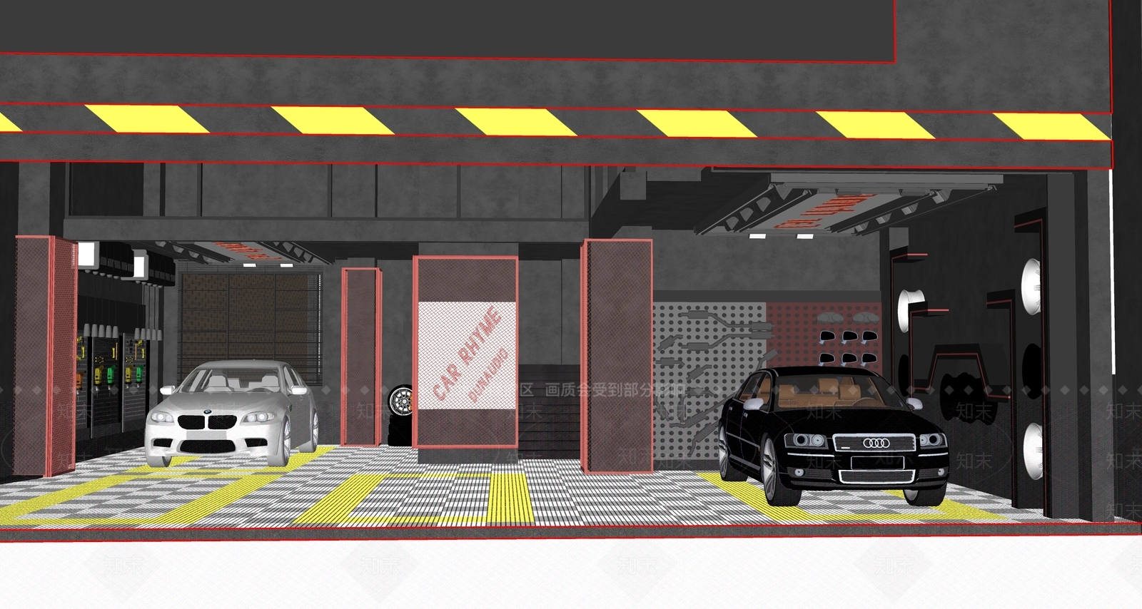 现代汽车美容店SU模型下载【ID:1137323681】