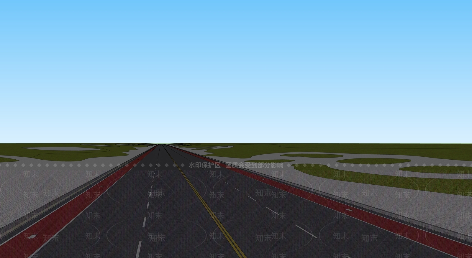现代道路景观SU模型下载【ID:1137329816】