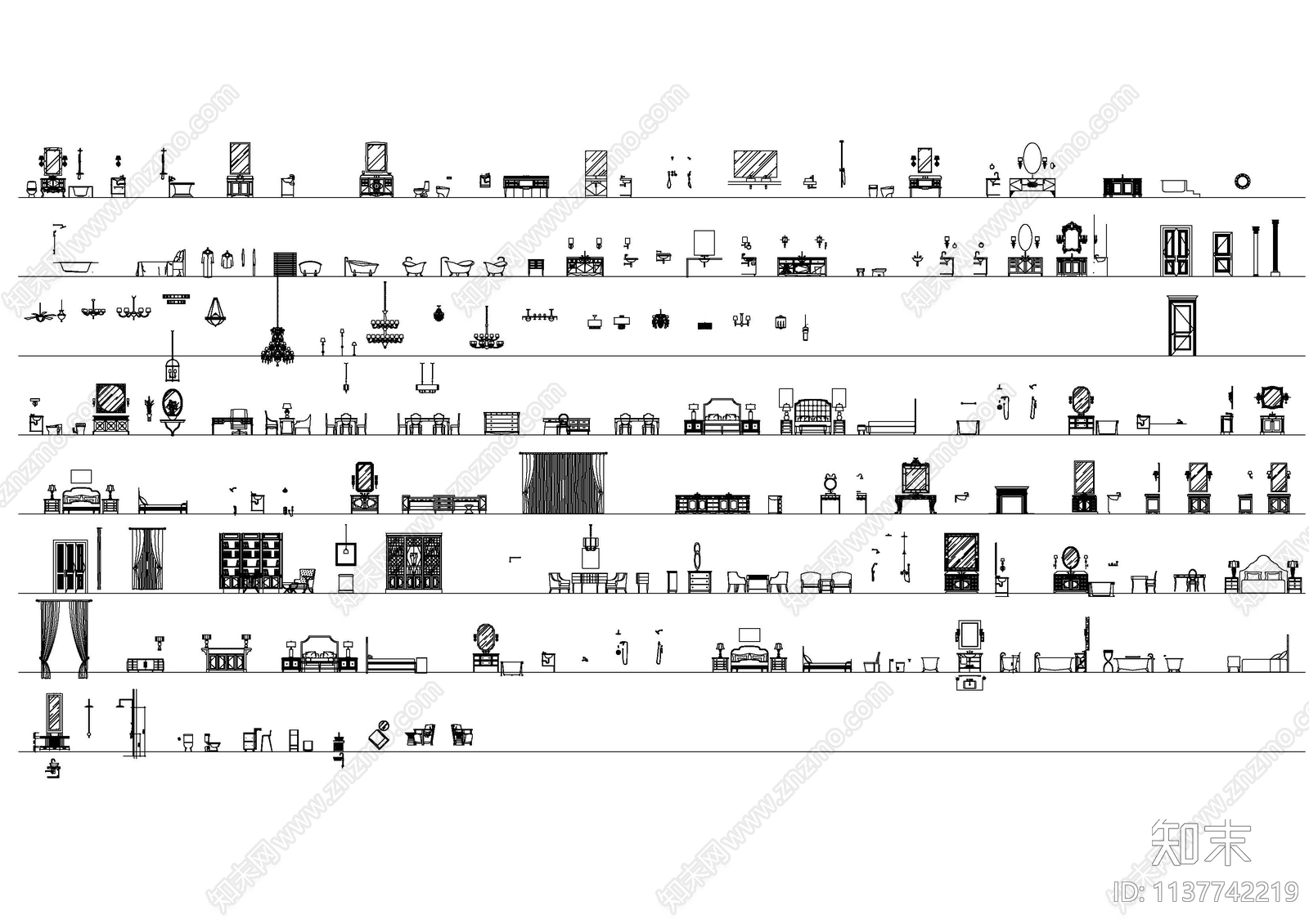 欧式家具梳妆台施工图下载【ID:1137742219】