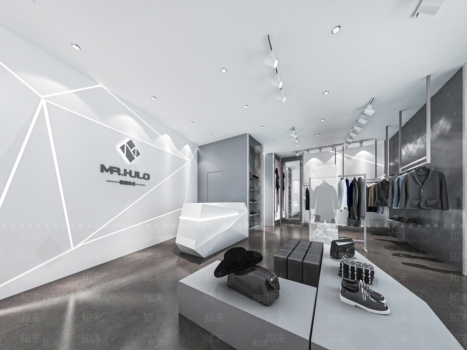 现代潮牌男装服装店SU模型下载【ID:1137332512】