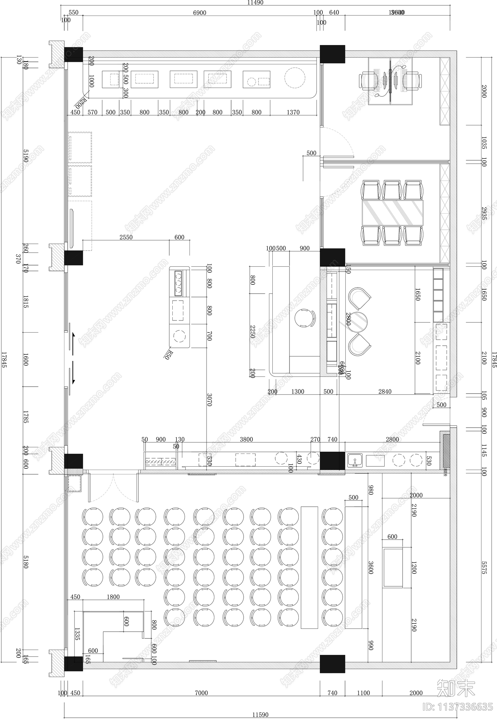 净水器专卖店平面图施工图下载【ID:1137336635】