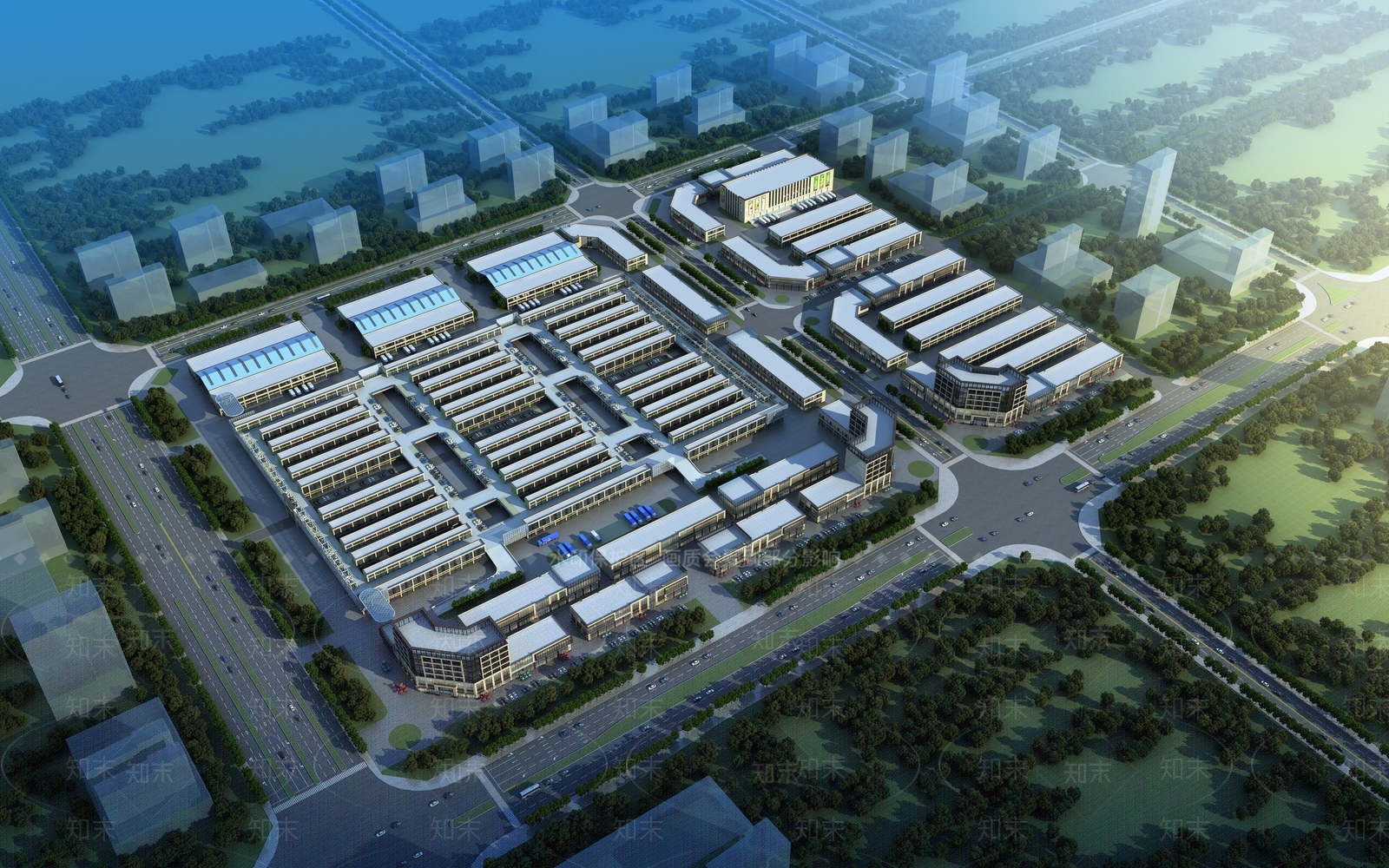 现代农批市场鸟瞰3D模型下载【ID:1137337372】