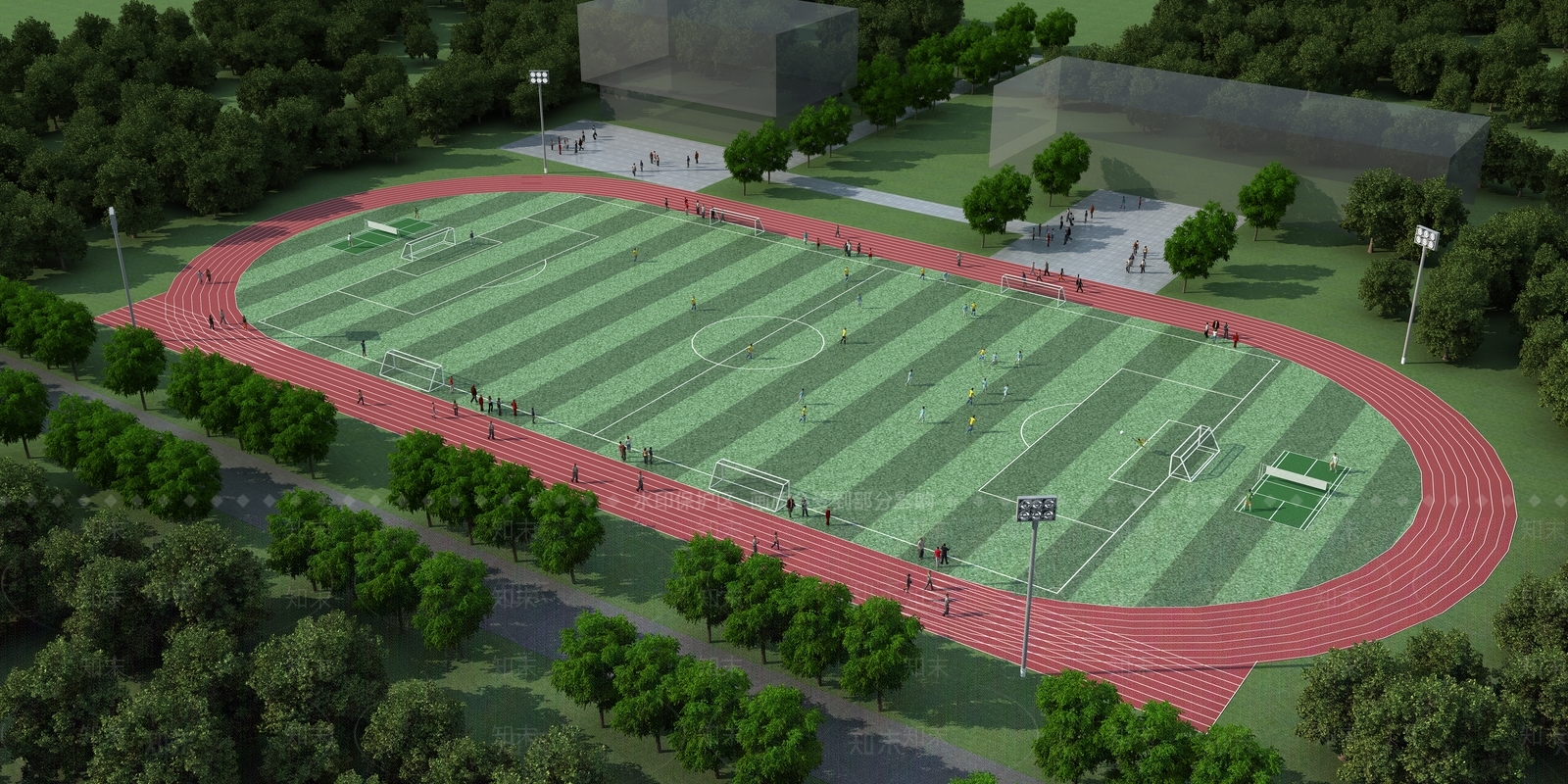 现代室外足球场3D模型下载【ID:1137337718】