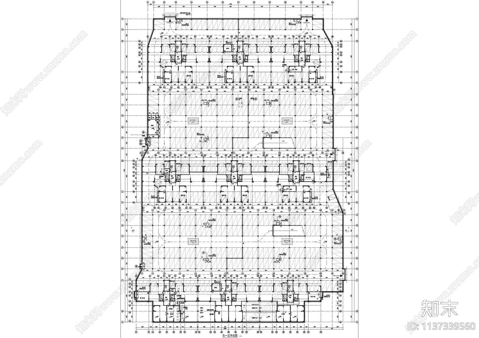 大型地下车库全套建筑cad施工图下载【ID:1137339560】