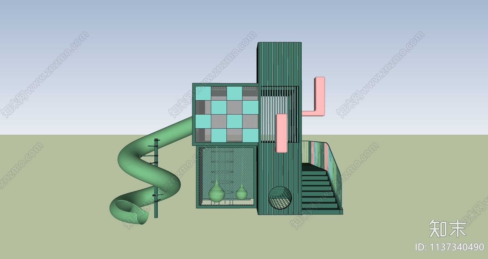 滑滑梯SU模型下载【ID:1137340490】