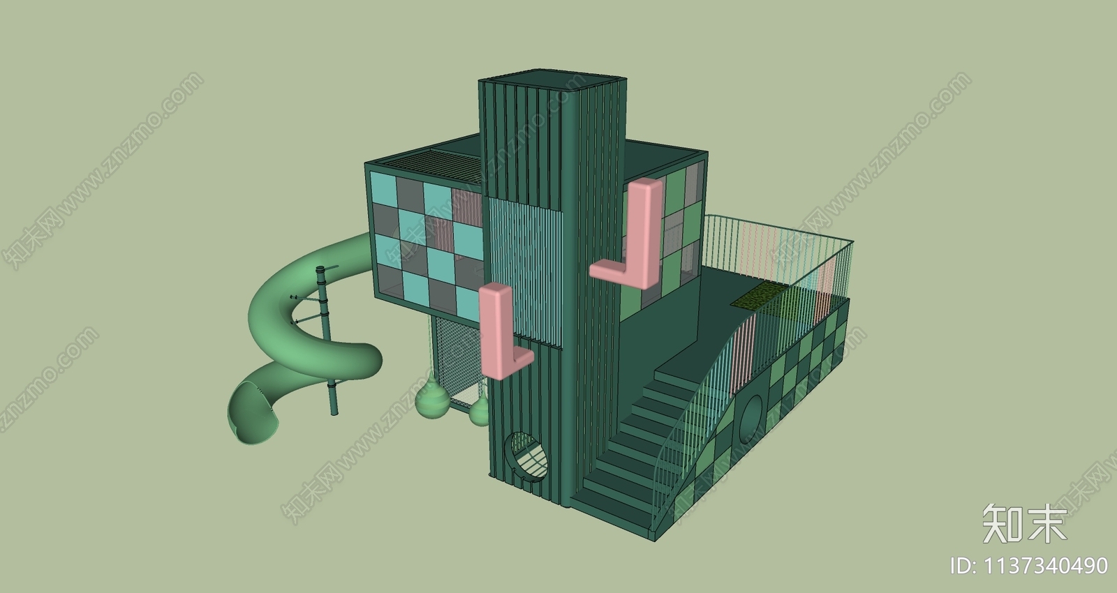 滑滑梯SU模型下载【ID:1137340490】