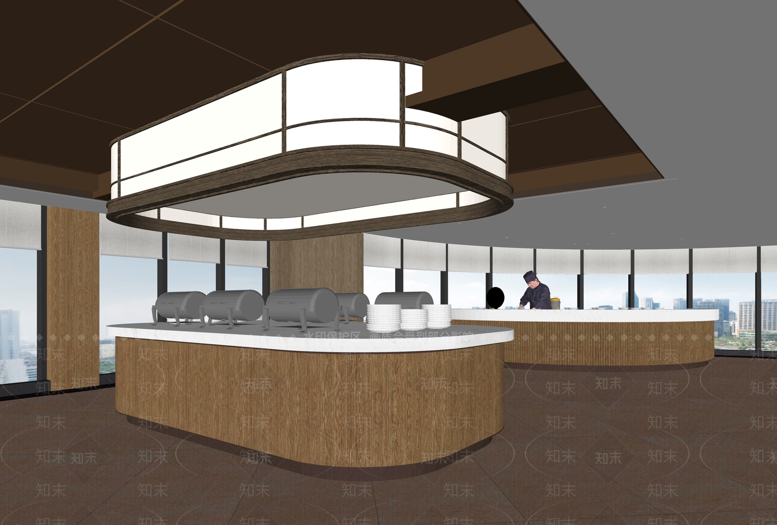 现代酒店自助餐SU模型下载【ID:1137341056】