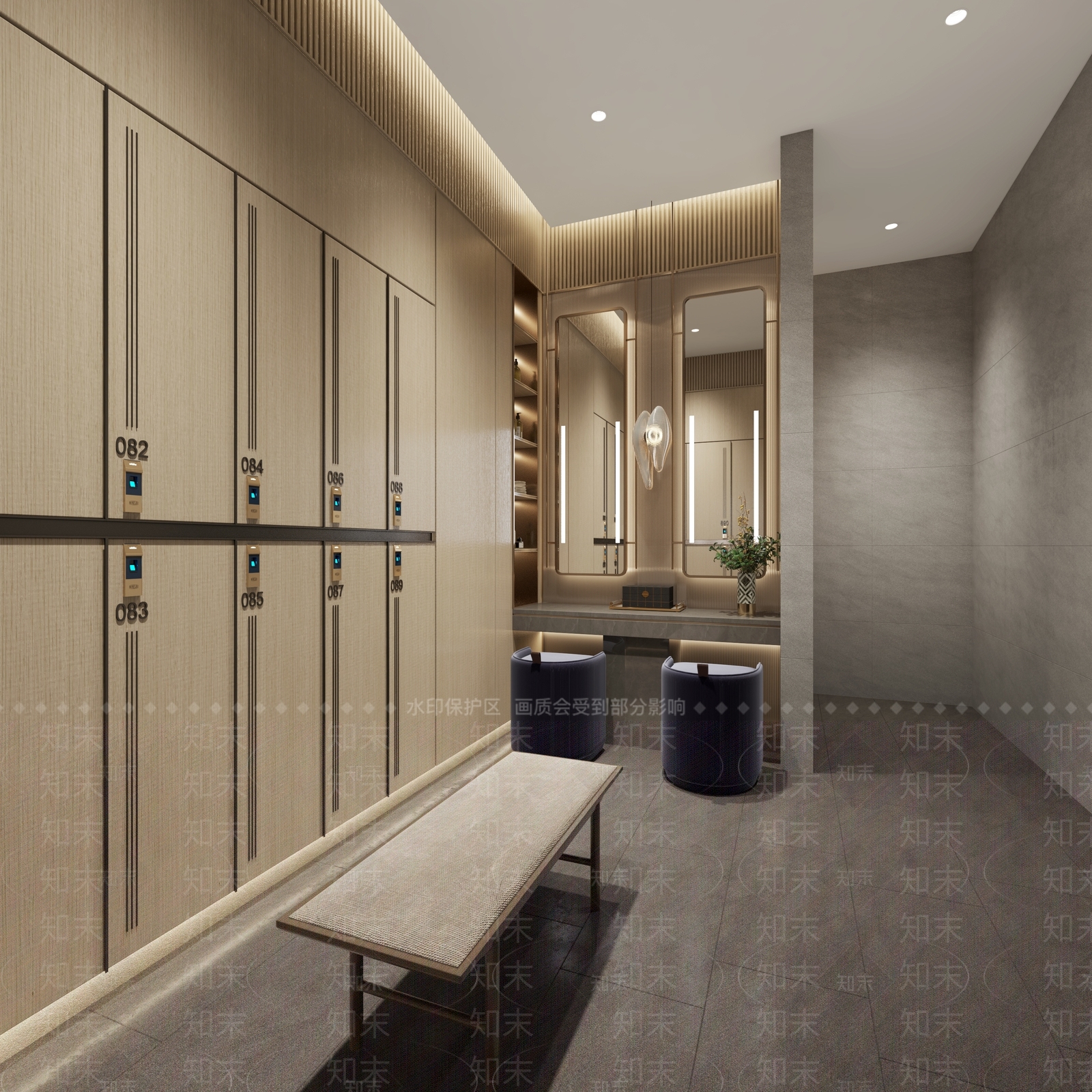 新中式健身房更衣室3D模型下载【ID:1137341415】