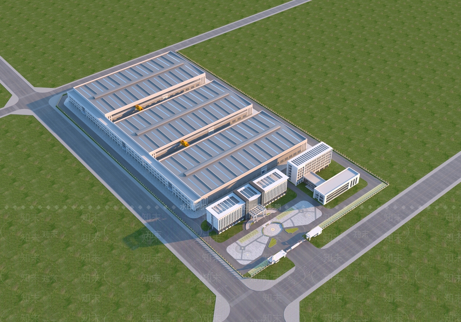 现代工业厂房3D模型下载【ID:1137346732】