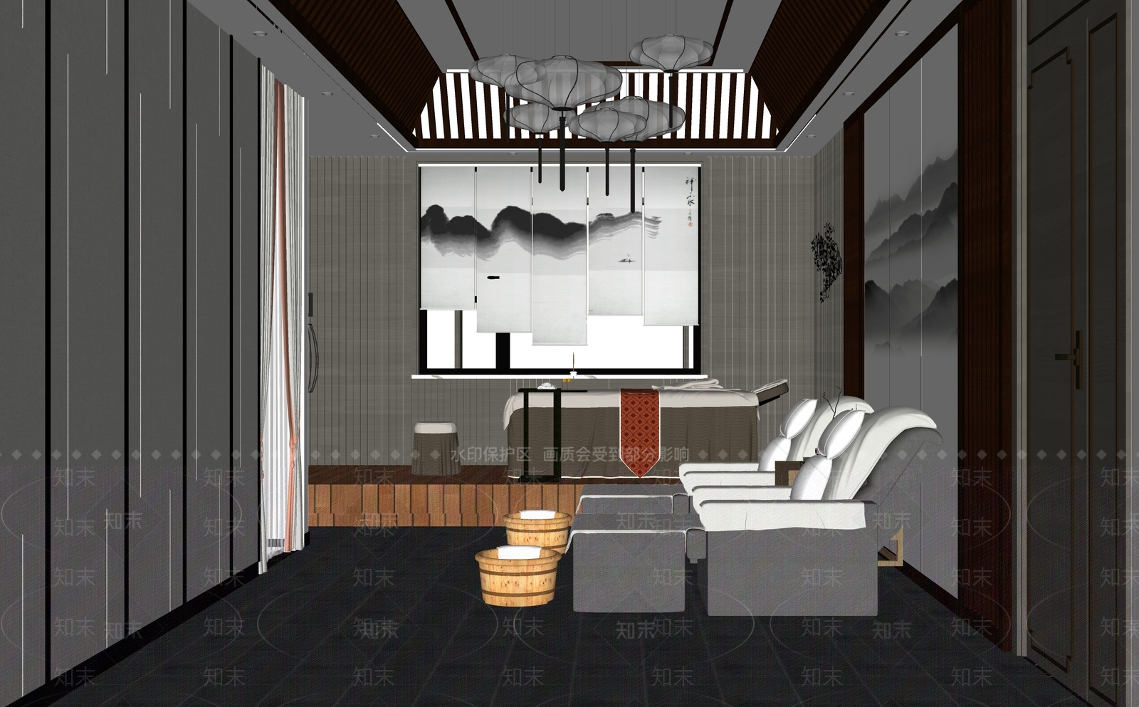新中式足疗会所SU模型下载【ID:1137347928】