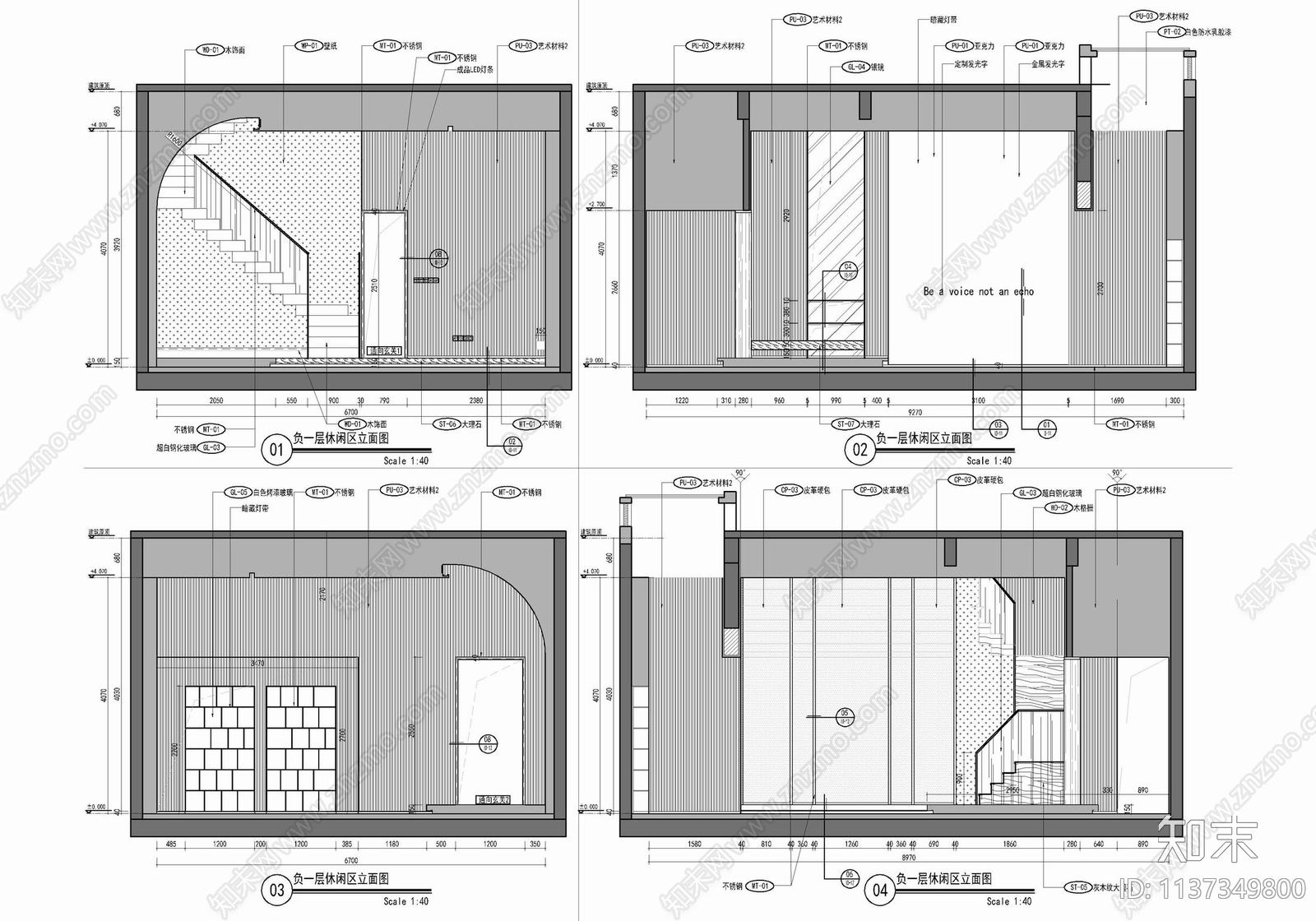 下叠小别墅室内cad施工图下载【ID:1137349800】