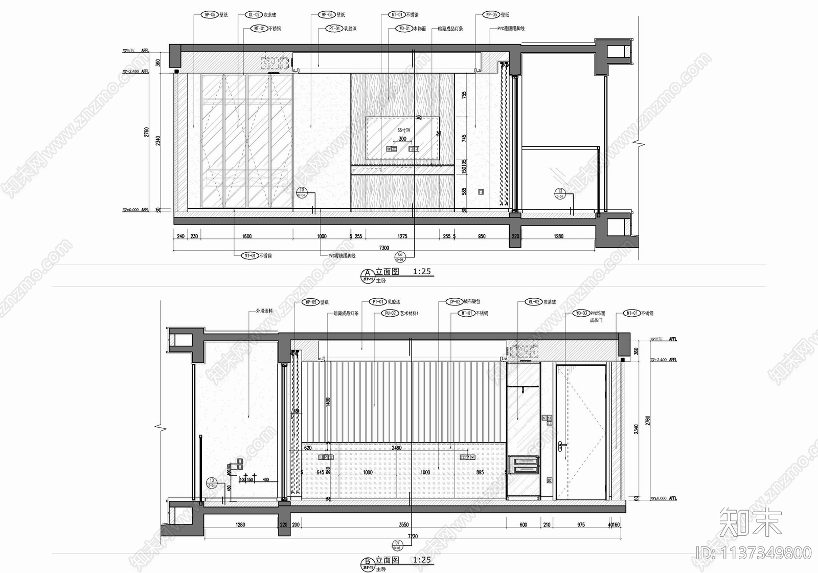 下叠小别墅室内cad施工图下载【ID:1137349800】