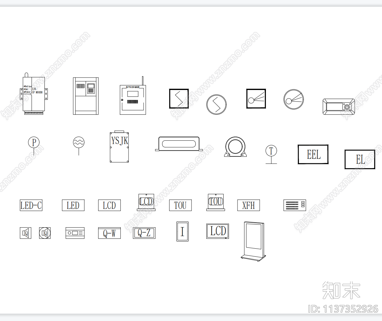 停车场机房供电叫号弱电图例cad施工图下载【ID:1137352926】