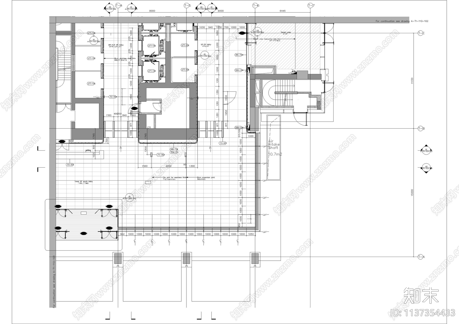 华润置地办公楼大堂cad施工图下载【ID:1137354433】